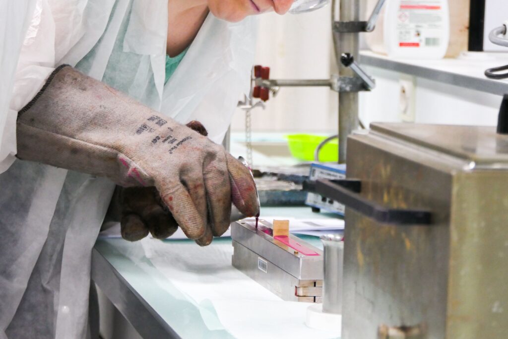 Cosmetics laboratory developing skincare formulations with natural gum arabic