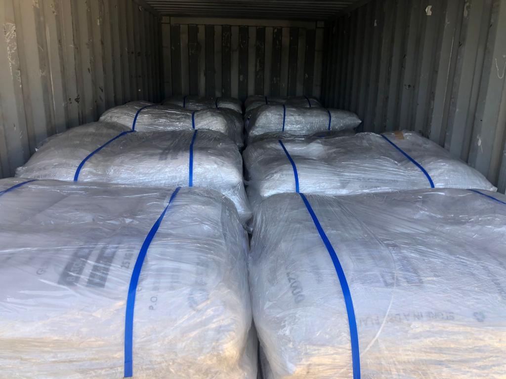 Processed gum arabic packed in sealed, strapped export sacks at the Acacia EPZ facility